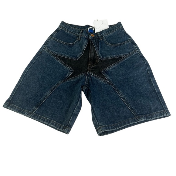 NWT Aelfric Eden Black Star Blue  Denim Jeans Jorts Shorts Streetwear Size 26/2 - Picture 13 of 16